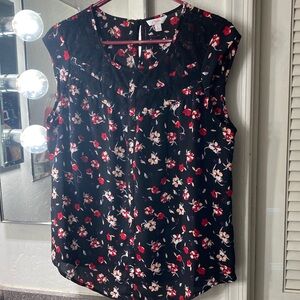 Candie's Black and Red Floral Blouse